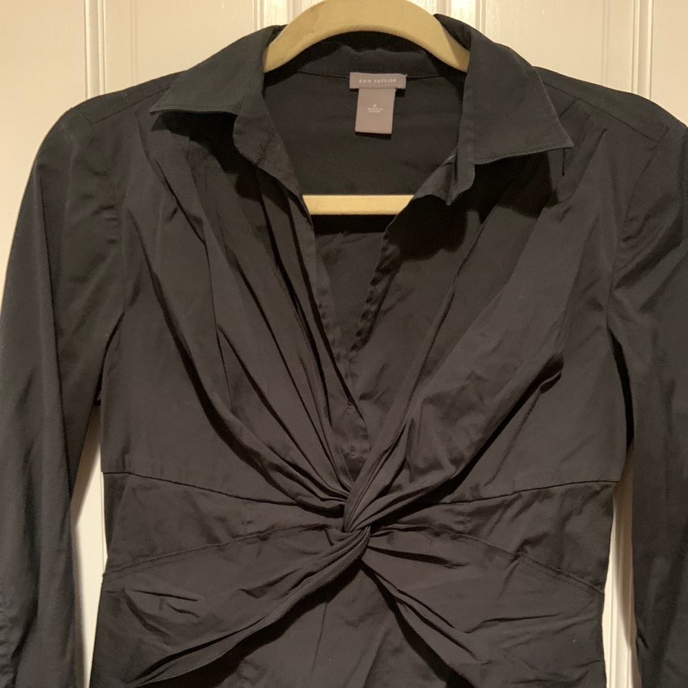 Ann Taylor button down knot front top